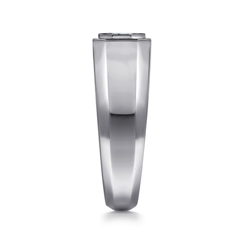 14K White Gold Diamond Mens Engagement Ring in High Polish Finish