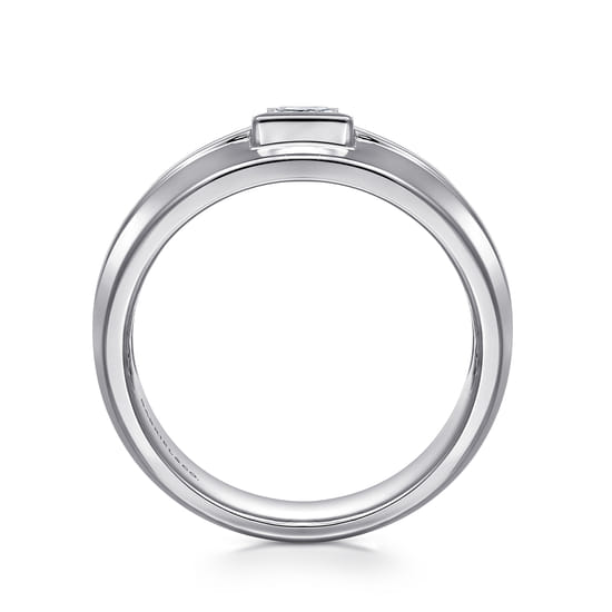 14K White Gold Diamond Mens Engagement Ring in High Polished Finish angle 2