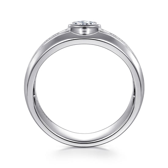 14K White Gold Diamond Mens Engagement Ring in High Polished Finish angle 2