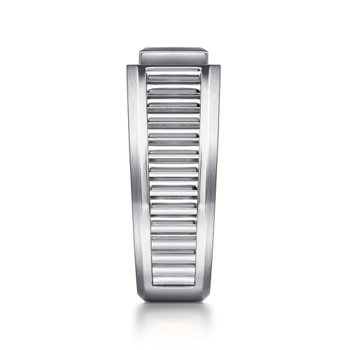 14K White Gold Diamond Mens Ring in High Polished Finish