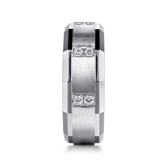 14K White Gold Diamond Men's Ring in Satin Finish angle 4