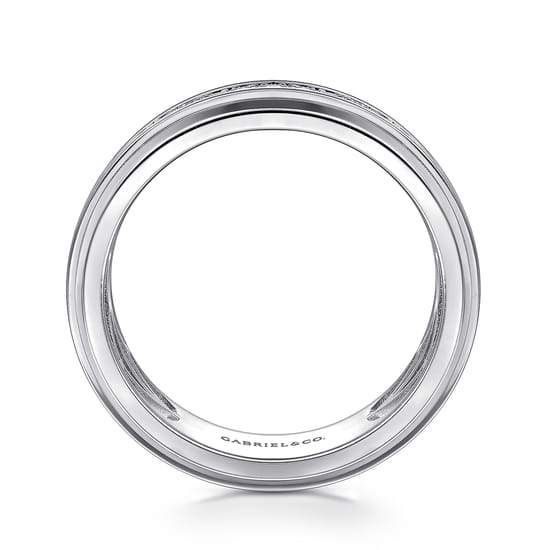 14K White Gold Diamond Men's Wedding Ring in High Polish Finish angle 2
