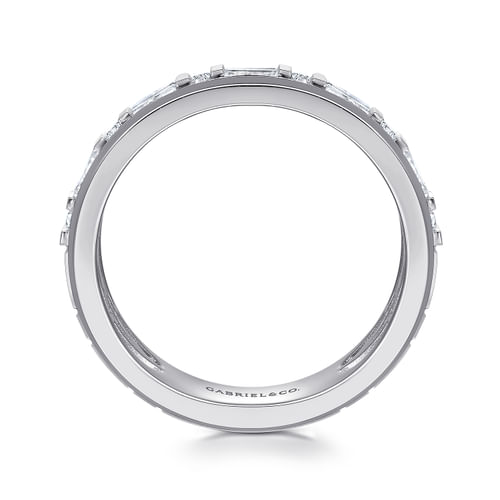 14K White Gold Diamond Men's Wedding Ring in High Polish Finish