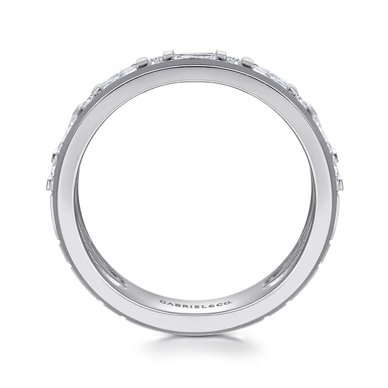 14K White Gold Diamond Men's Wedding Ring in High Polish Finish angle 2