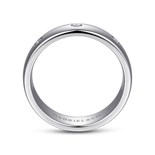 14K White Gold Diamond Men's Wedding Ring in High Polished Finish
