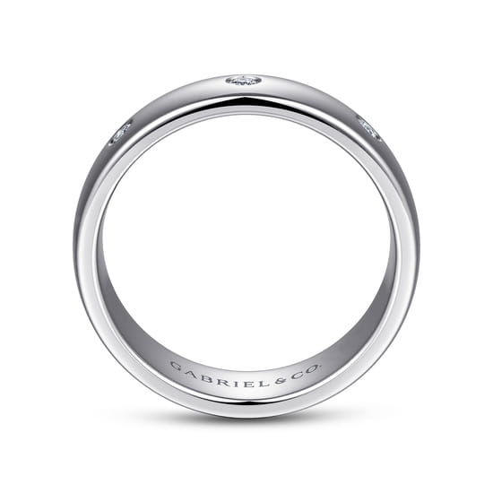 14K White Gold Diamond Men's Wedding Ring in High Polished Finish angle 2