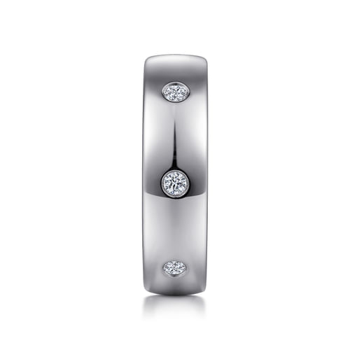 14K White Gold Diamond Men's Wedding Ring in High Polished Finish