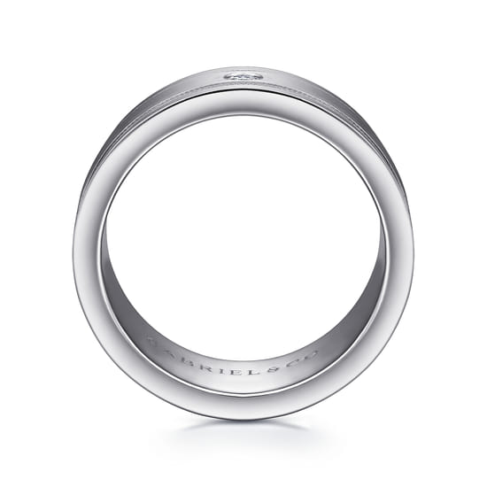 14K White Gold Diamond Men's Wedding Ring in Satin Finish angle 2