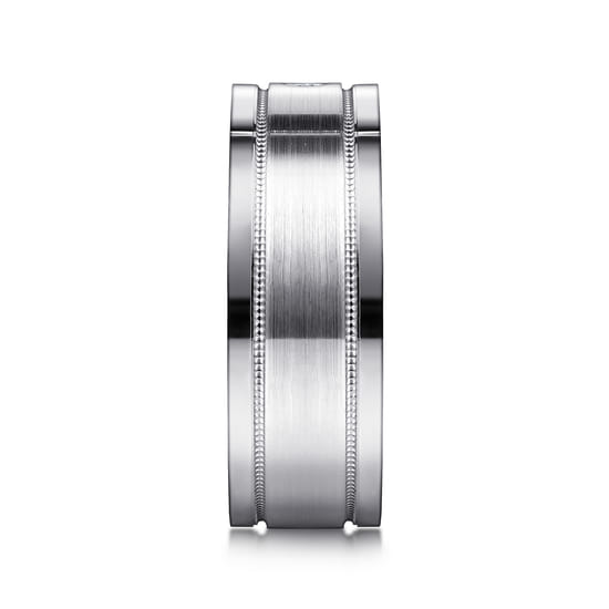 14K White Gold Diamond Men's Wedding Ring in Satin Finish angle 4