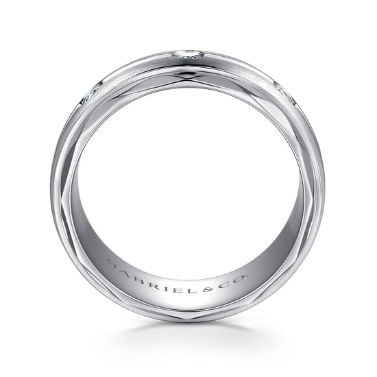 14K White Gold Diamond Men's Wedding Ring in Satin Finish angle 2