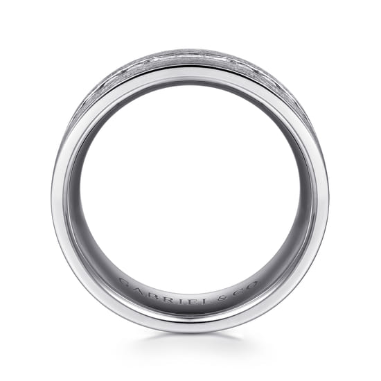 14K White Gold Diamond Men's Wedding Ring in Satin Finish angle 2