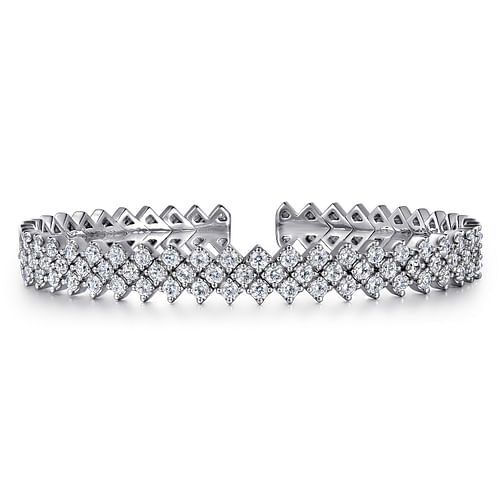 14K White Gold Diamond Mesh Bangle