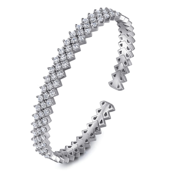 14K White Gold Diamond Mesh Bangle angle 2