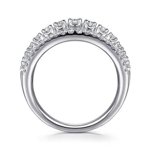14K White Gold Diamond Multi Row Wide Band Ring