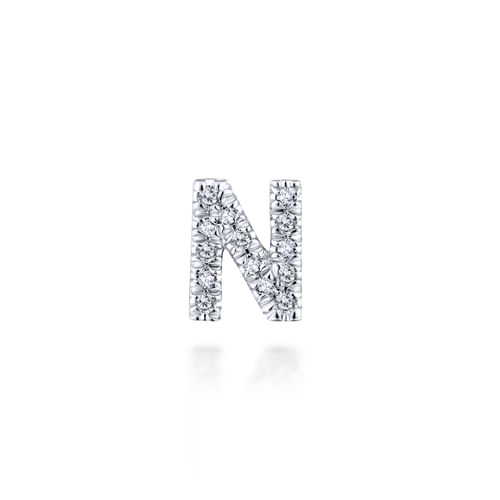 14K White Gold Diamond N Pendant