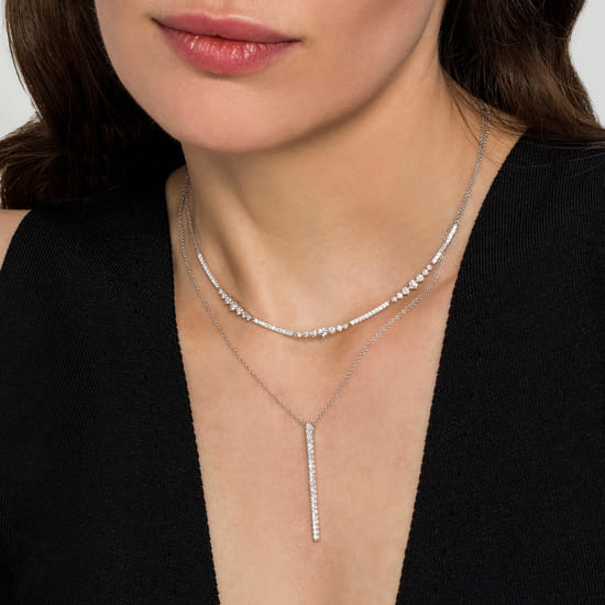14K White Gold Diamond Necklace angle 3 14K White Gold Diamond Necklace angle 3