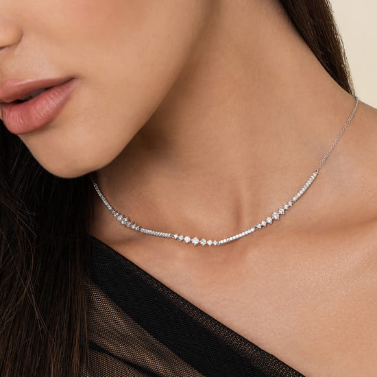 14K White Gold Diamond Necklace angle 4 14K White Gold Diamond Necklace angle 4