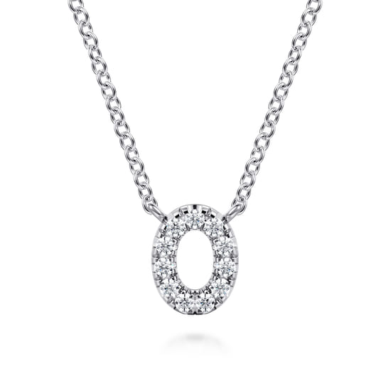 Gabriel - 14K White Gold Diamond O Initial Pendant Necklace