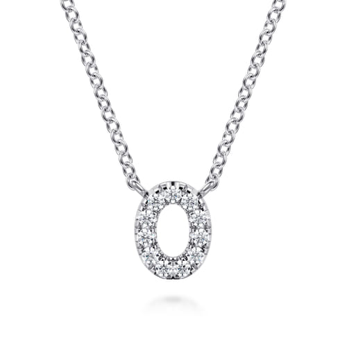14K White Gold Diamond O Initial Pendant Necklace 14K White Gold Diamond O Initial Pendant Necklace
