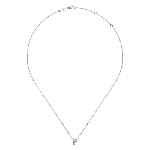 14K White Gold Diamond P Initial Pendant Necklace