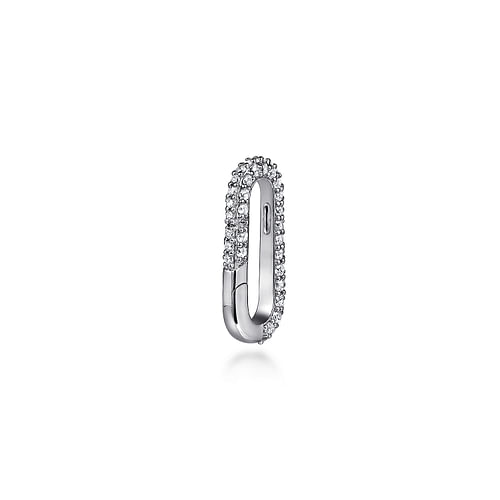 14K White Gold Diamond Paperclip Lock