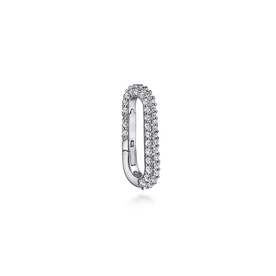 14K White Gold Diamond Paperclip Lock angle 2