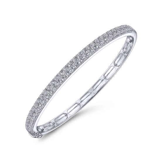 14K White Gold Diamond Pavé Bangle angle 2