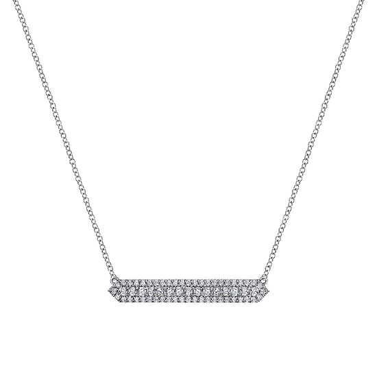 Gabriel - 14K White Gold Diamond Pavé Bar Necklace