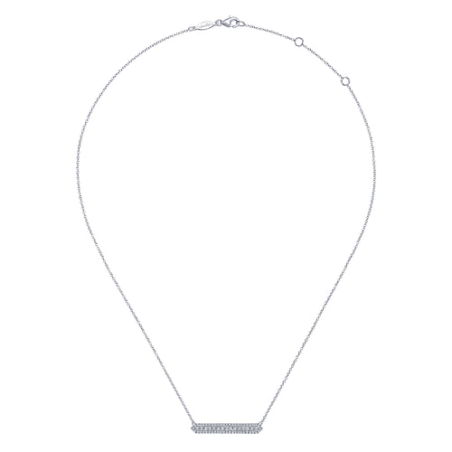 14K White Gold Diamond Pavé Bar Necklace