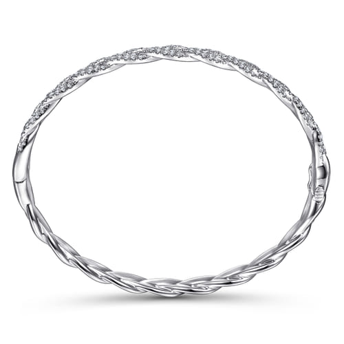 14K White Gold Diamond Pavé Braided Bangle