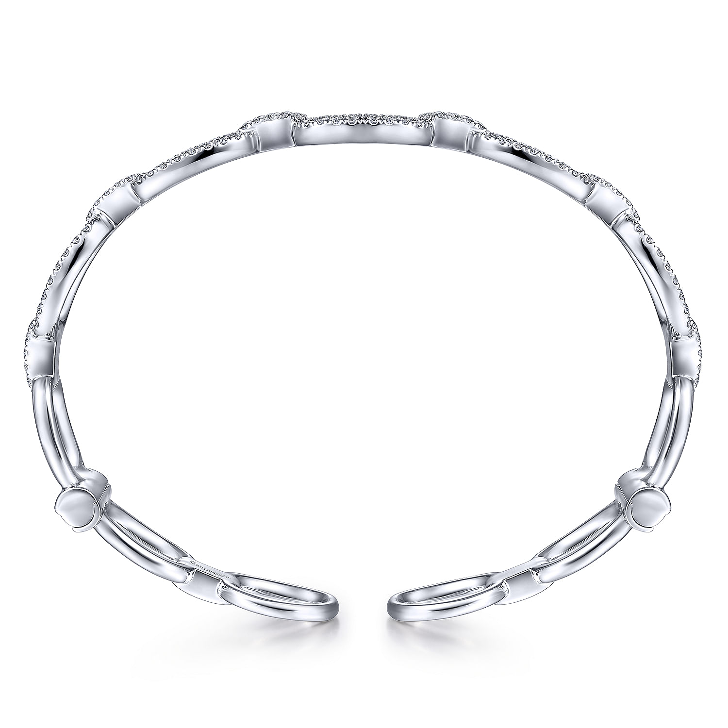 14K White Gold Diamond Pavé Chain Link Cuff Bracelet
