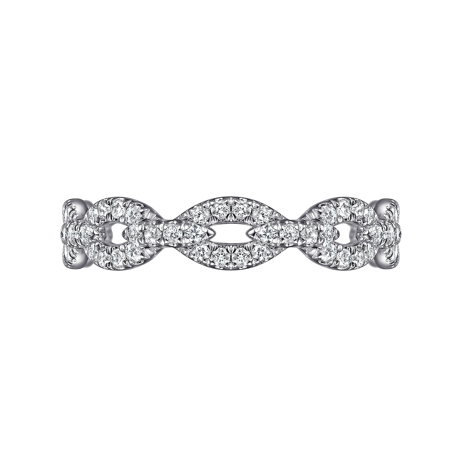 14K White Gold Diamond Pavé Chain Link Stackable Ring