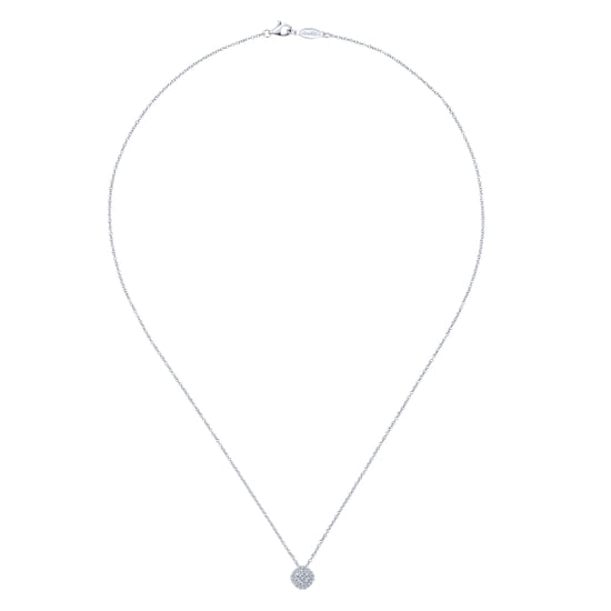 14K White Gold Diamond Pavé Cushion Pendant Necklace angle 2