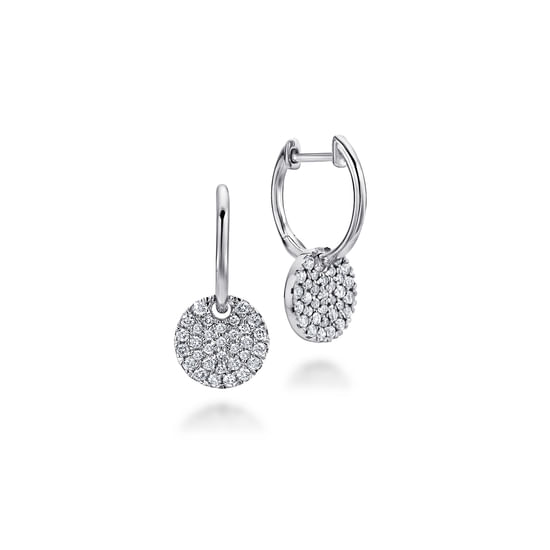 Gabriel - 14K White Gold Diamond Pavé Disc Drop Earrings