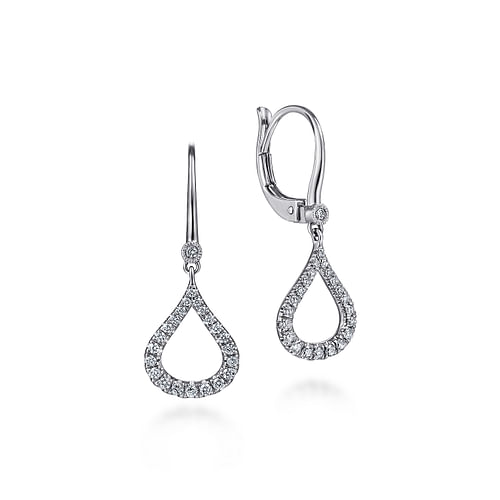 14K White Gold Diamond Pavé Droplet Earrings