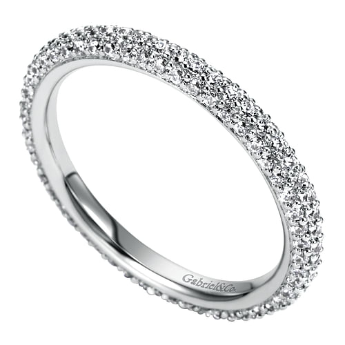 14K White Gold Diamond Pavé Eternity Band