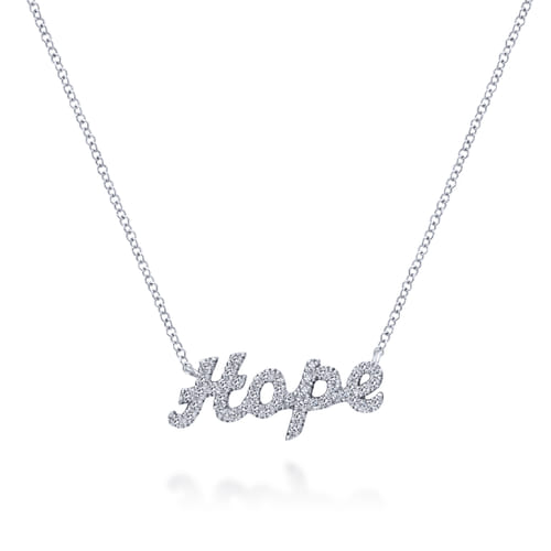 14K White Gold Diamond Pavé Hope Necklace