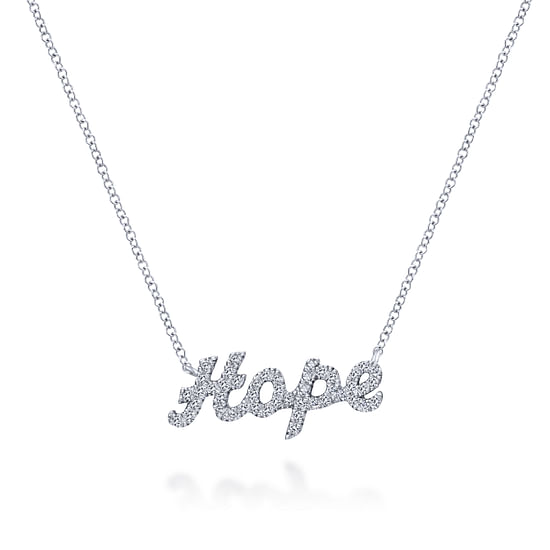 Gabriel - 14K White Gold Diamond Pavé Hope Necklace