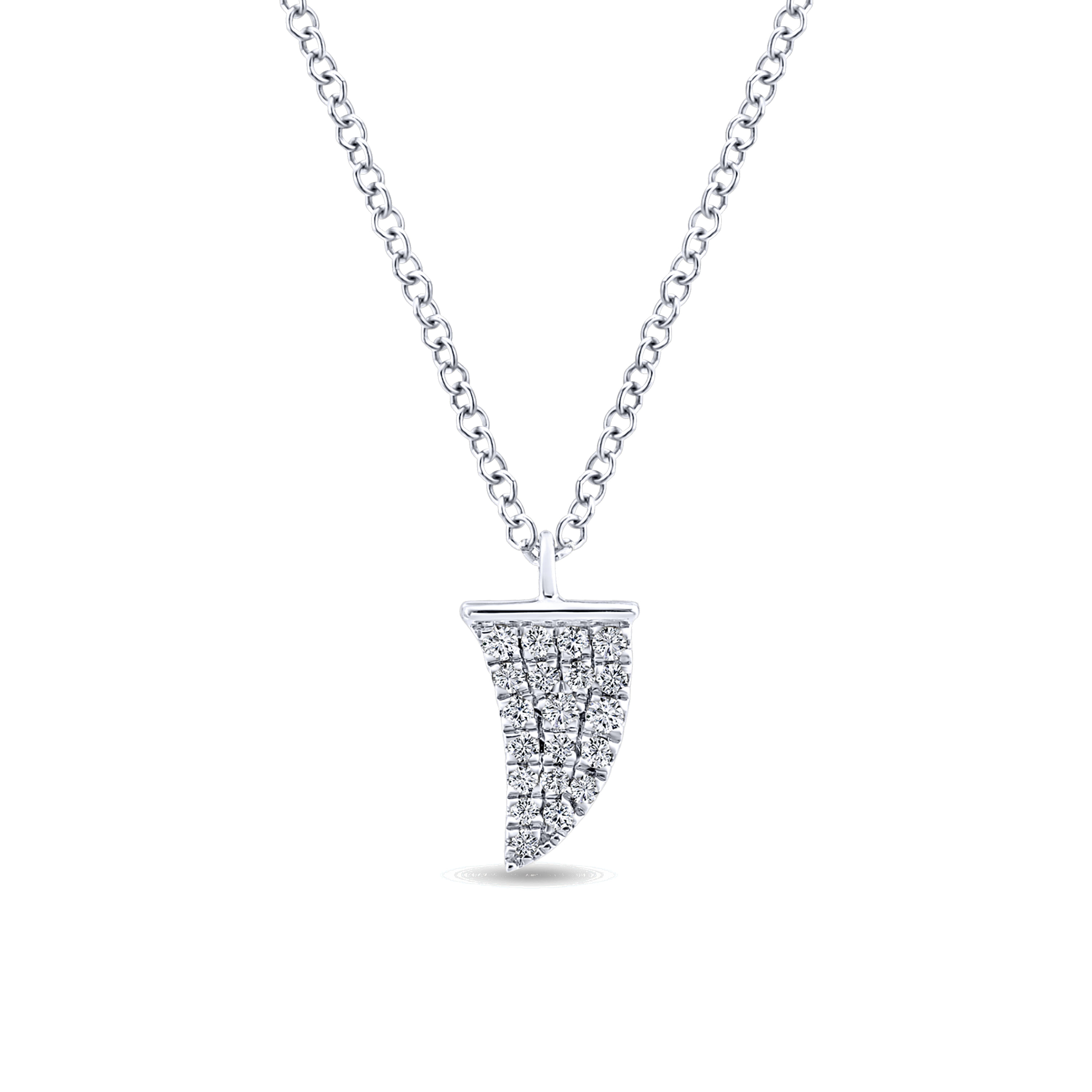 14K White Gold Diamond Pavé Horn Pendant Necklace