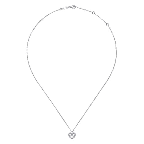 14K White Gold Diamond Pavé Infinity Heart Pendant Necklace