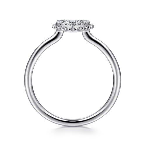 14K White Gold Diamond Pavé Open Heart Promise Ring