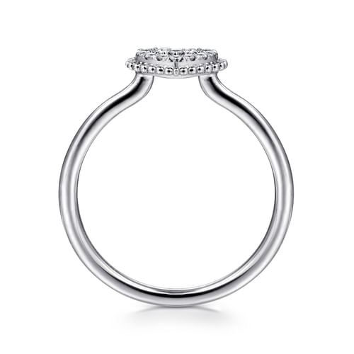 14K White Gold Diamond Pavé Open Heart Ring