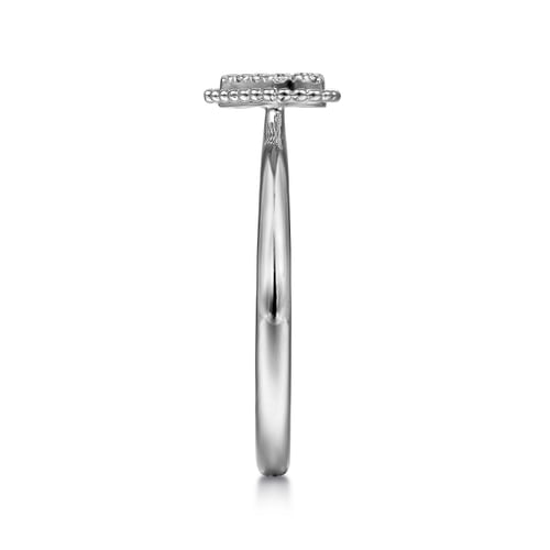 14K White Gold Diamond Pavé Open Heart Ring