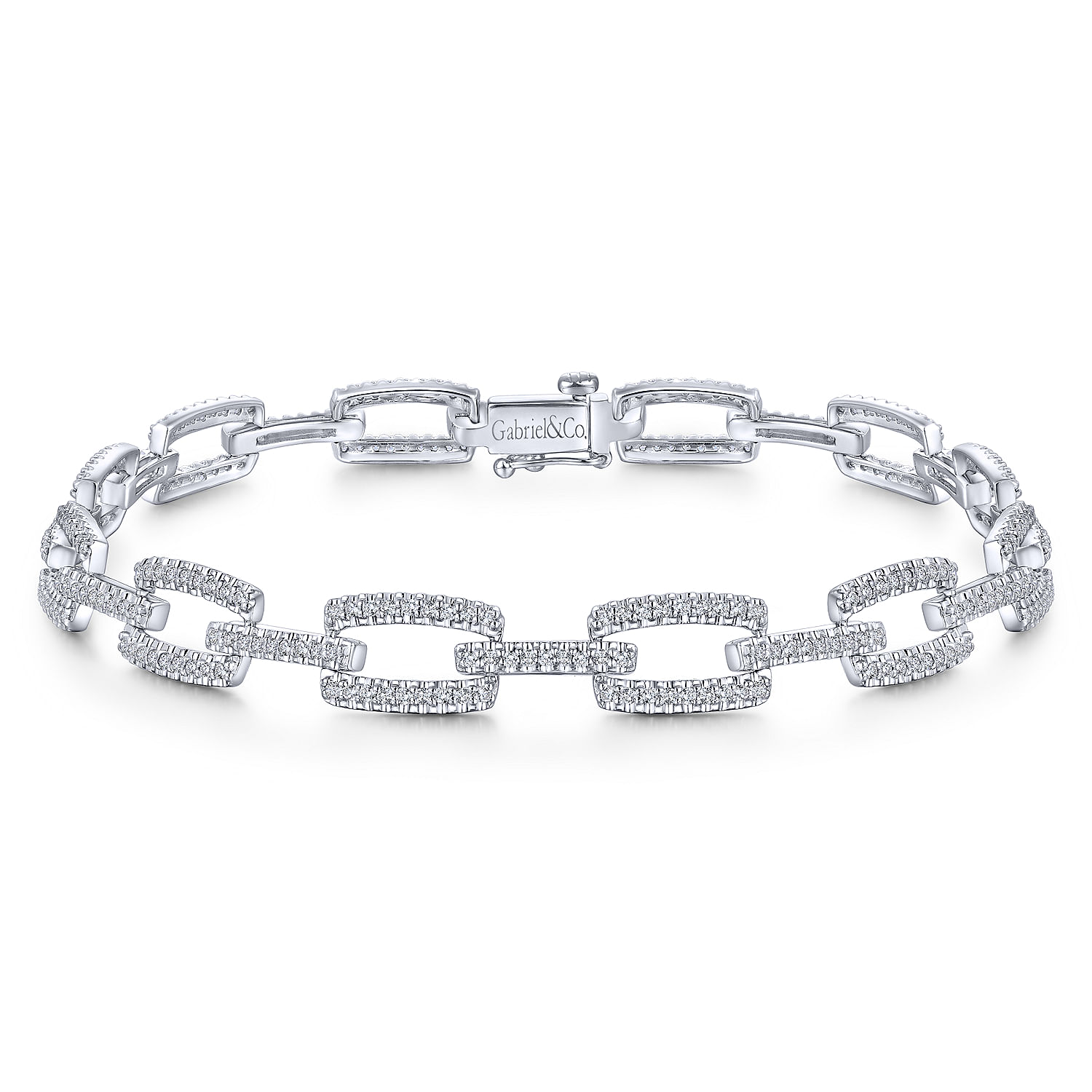 Gabriel - 14K White Gold Diamond Pavé Rectangular Link Tennis Bracelet