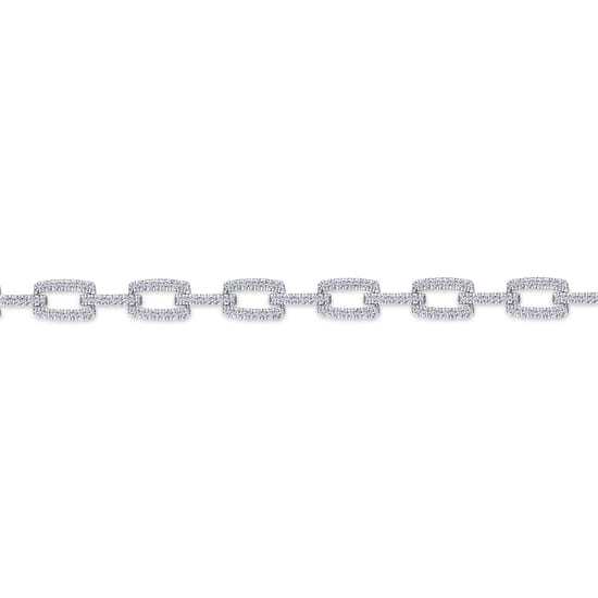 14K White Gold Diamond Pavé Rectangular Link Tennis Bracelet angle 2 14K White Gold Diamond Pavé Rectangular Link Tennis Bracelet angle 2