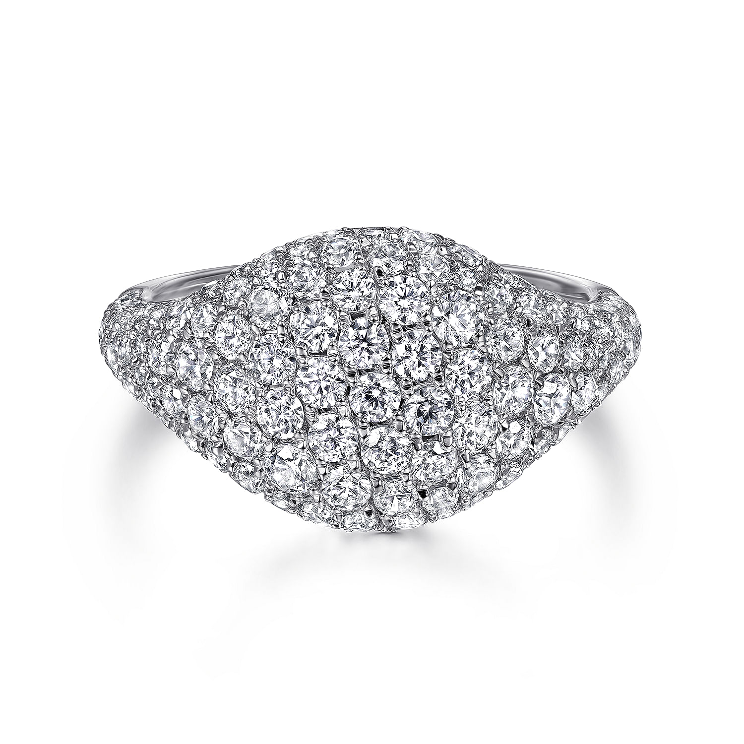 14K White Gold Diamond Pavé Signet Ring (Size #5)
