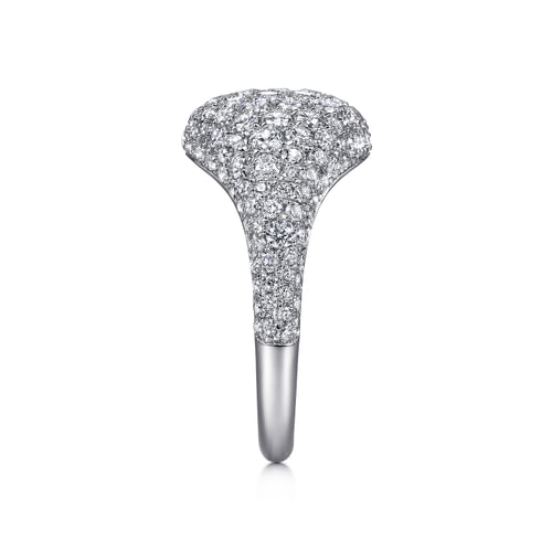 14K White Gold Diamond Pavé Signet Ring (Size #5)