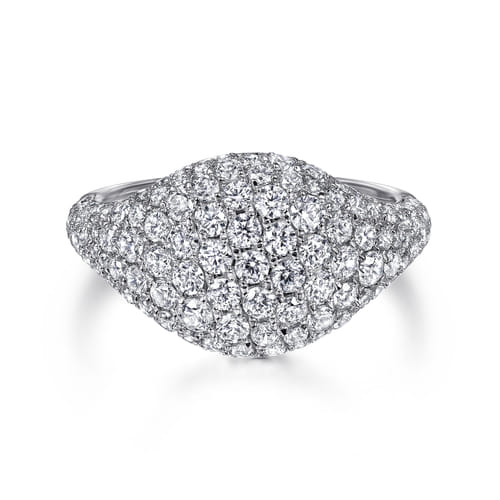 14K White Gold Diamond Pavé Signet Ring