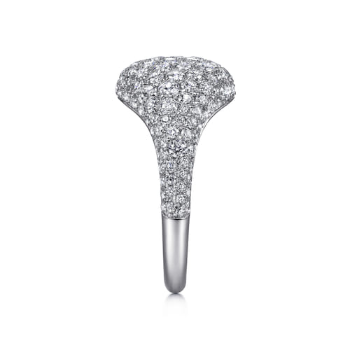 14K White Gold Diamond Pavé Signet Ring