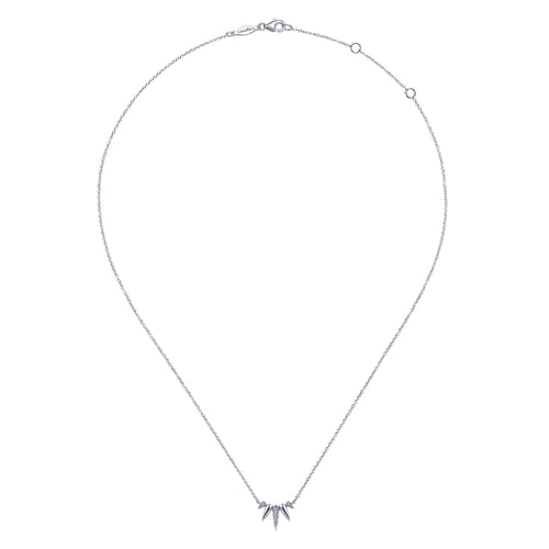 14K White Gold Diamond Pavé Spike Fan Necklace